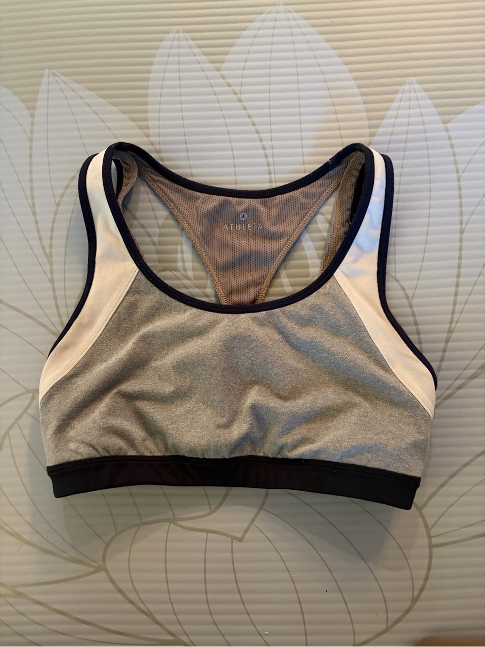 Athleta Gray, White & Black Racerback Sports Bra